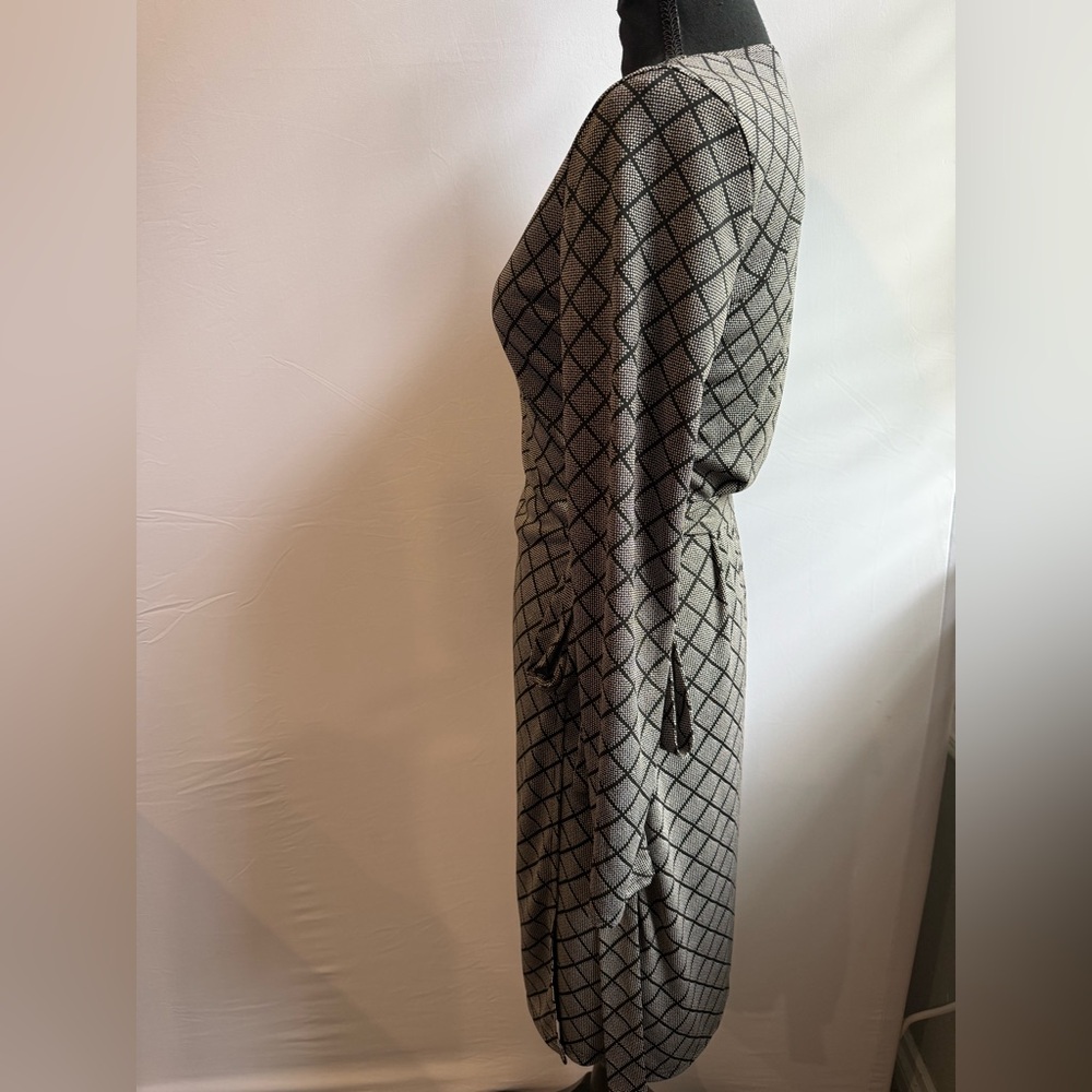 The Limited Gray and Black Grid Long‎ Sleeve Wrap Dress - Picture 2 of 5
